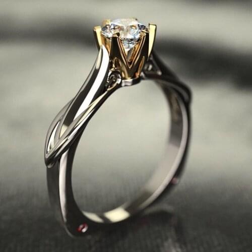 2021 New Aesthetic Jewelry Dainty 6-Claw Two Tone S925 Round Rings For Women Wedding Engagement Pair Ring Valentines Day Gift