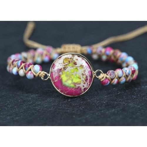 Lovers round shape charm String Braided Yoga natural stone friendship Beads Bracelet & Bangle couples Jewelry drop shipping