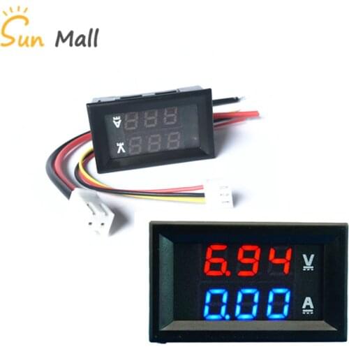 PC 10A Ammeter/Voltmeter Digital Current Voltmeter Meter 0.28 inch LED DC Double Display DC0-100V 10A Red Blue
