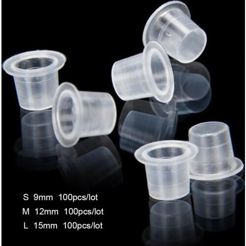 100Pcs Plastic Microblading Tattoo Ink Cup Cap Pigment Clear Holder Container S/M/L Size For Needle Tip Grip Power Supply