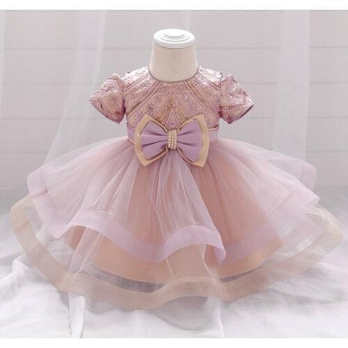 2020 Winter Ceremony Baby Girl Dress Baptism First Birthdays Dress For Girl Clothes Sequin Girls Party Dresses Evening Ball Gown