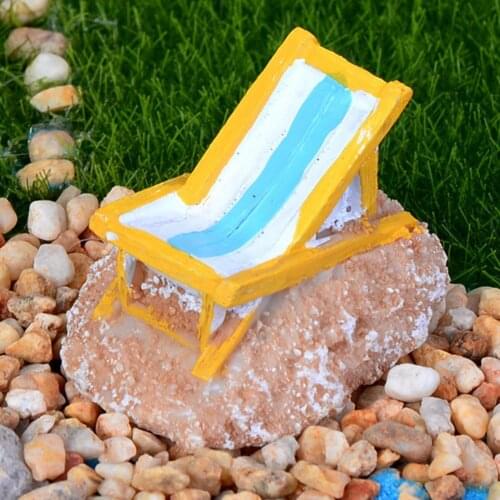 Resin Beach Chair Miniature Landscape Model Doll Figurine Statue Furnishing Gift House DIY Accessories toy Home Garden Decor