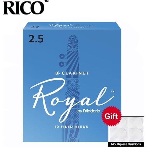 RICO Royal Bb Clarinet Reeds, Strength#1.0 #1.5 #2.0 #2.5 #3.0, 10-pack Blue Box of 10 with Gift