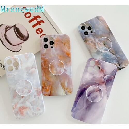 Luxury Marble Stand Holder Phone Cases For iPhone 11 Pro 12 Mini X XR XS Max 7 8 Plus SE 2020 Color Silicone Soft IMD Back Cover