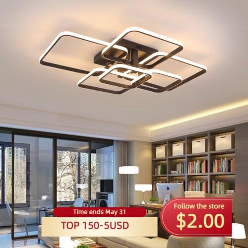 NEW Modern Led Chandeliers For Living Room Bedroom White/Black Rectangle Acrylic Aluminum kitchen Ceiling Chandeliers AC85-265V