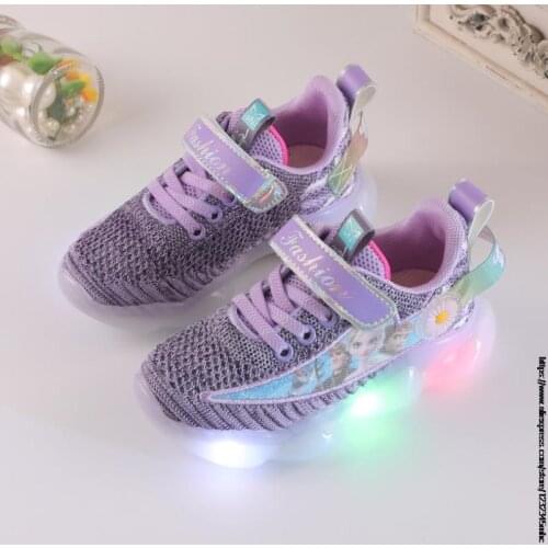 Frozen Elsa Luminous Sneakers Girls Kids Flashing Shoes for tenis infantil Led Glowing Sneakers Shoes Boys Girls Light Up Shoes