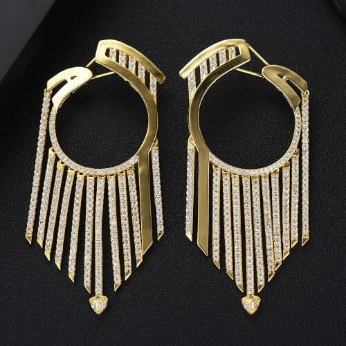 2020 Charms Big Arror Statement Earrings For Women Luxury Full Cubic Zircon Wedding Bridal DUBAI Dangle Earrings Jewelry