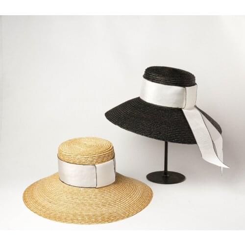 01907-HH7221 handmade straw Simple ribbon lady sun cap women leisure holiday beach hat