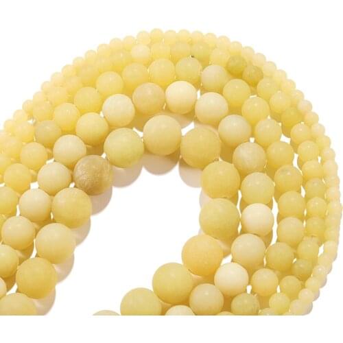 1strand Matte Light Yellow Natural Chalcedony Stone Round Beads For DIY Bracelet Necklace Jewelry Making Findings accessories
