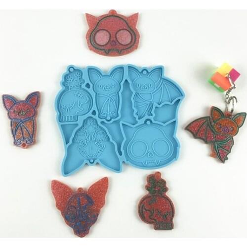 13MC Bat Animal Series Keychain Earrings Epoxy Resin Mold DIY Crafts Dangle Jewelry Necklace Pendant Casting Silicone Mould