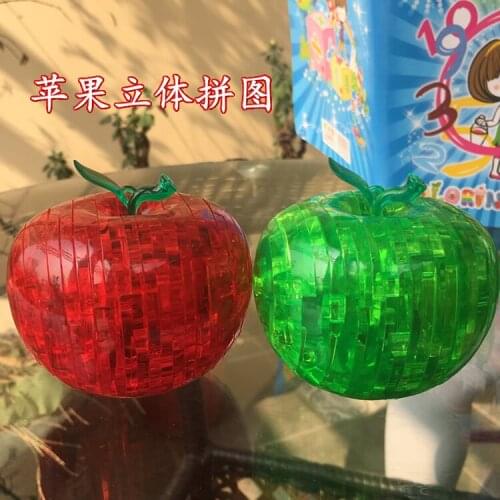 3D Crystal Puzzle Toys Apple Shape Puzzle 3D Jigsaw Children Learning Educational Boys Girls DIY Gift Present