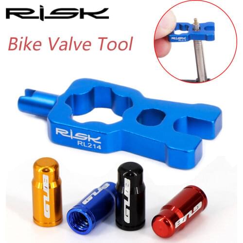 RISK 4 in 1 Bike Valve Core Wrench With 2 Presta Valve cap set Road Bicycle Valve Removal Tool Portable Repair Tools Accessories