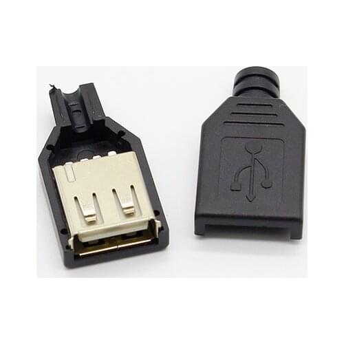 5/20/30Set Type A Female USB 4 Pin Plug Socket Connector With Black Plastic Cover