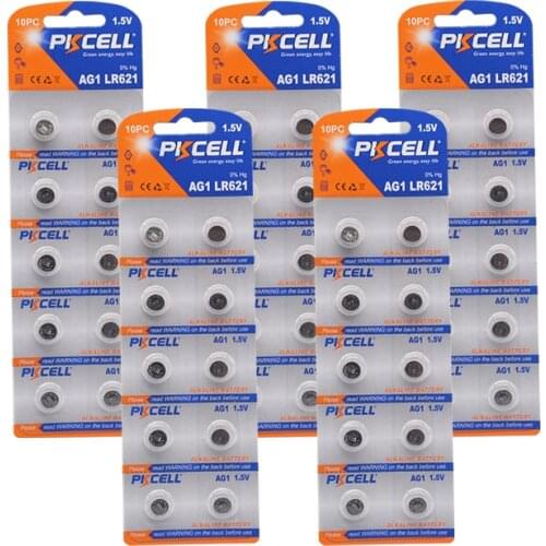 50Pcs 5Cards G1 Button Coin Battery AG1 364 SR621SW LR621 LR60 CX60 For Watch Clock Games toys Remote Control Calcolator Bullet