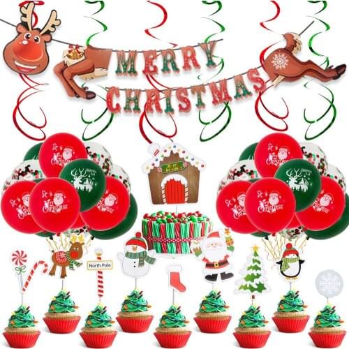 65pcs Christmas Balloons Xmas Ornaments Santa Claus Latex Balloons Christmas Decorations For Christmas Gift 2021 Happy New Year