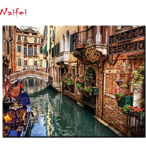 Full Square/Round Drill 5D DIY Diamond Painting Landscape Small town in Venice Italy Embroidery Cross Stitch 5D Home Decor Gift