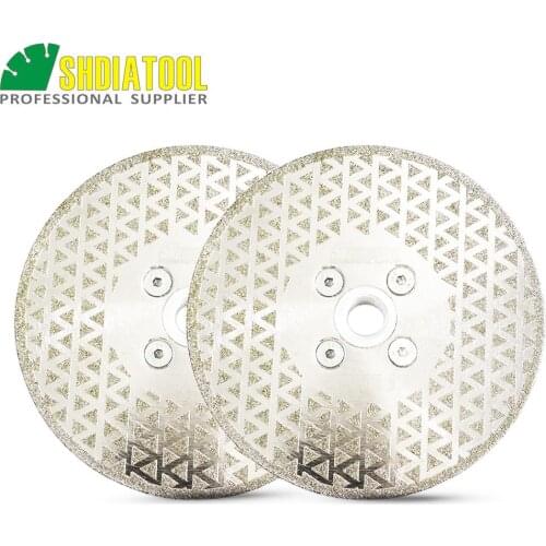 SHDIATOOL 2pcs 5"/125mm electroplated diamond cutting and grinding discs for granite & marble grinding wheel diamond blade