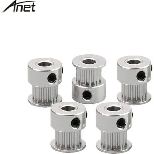 Anet 5 Pcs /lot GT2 Timing Pulley 16 Teeth Aluminum Bore 5mm Belt Timing Aluminum Pulley For 3D Printer GT2-6mm Open Timing Belt