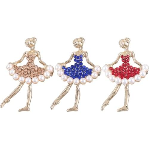 Ballet Dancer Brooches Elegant Dress Accessories Diamond Studded Brooch Pins Dancing Girl Ballerina Brooch Pin for Bridal