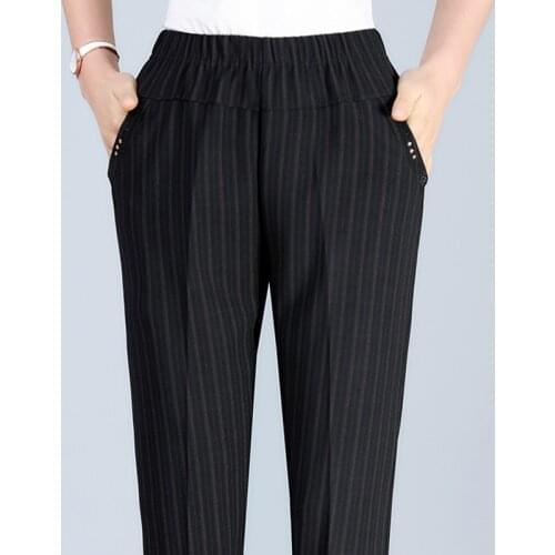 Women Pants New Spring Autumn Middle Aged Casual Pants Elastic High Waist Loose Straight Pants Plus size 5XL Female Trousers 89