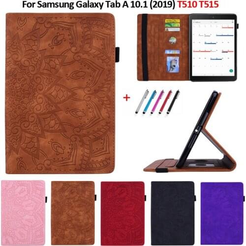 For Samsung Galaxy Tab A 10 1 2019 T510 T515 Case Flower 3D Emboss Leather Cover Funda for Samsung Galaxy Tab A 10.1 2019 Case