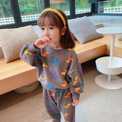 2 3 4 5 6 Years Toddler Girl Sets Cartoon Print Sweatshirt Pants Kids Clothing Autumn Baby Children Sportswear 2020 Girl Suits