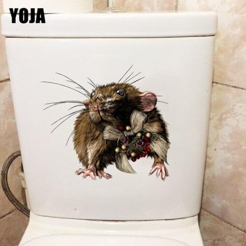 YOJA 24×21.5CM Cute Christmas Mouse Personality Home Decoration Wall Stickers WC Toilet Decals T1-2882