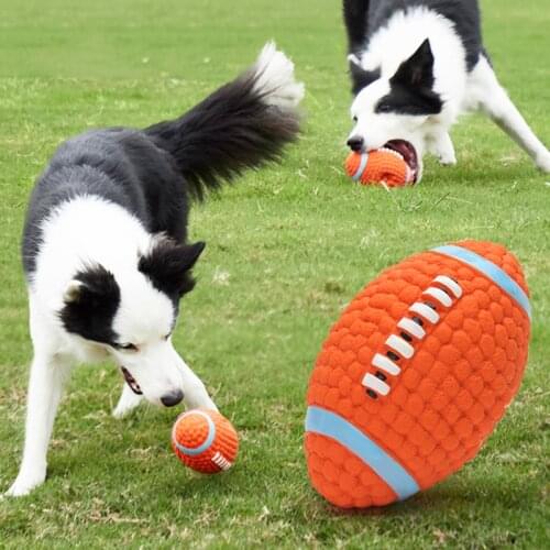 Dog Toy Chew Ball Squeak Sound Rubber Rubgby Tennis Training Puppy Toys for Small Large Dogs Interactive Pet Supplies
