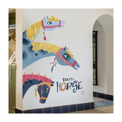 Creative Pretty Horse Living Room Home Decoration PVC Wall Sticker Bedroom Home Decor Adhesive Poster Mural Wallpaper