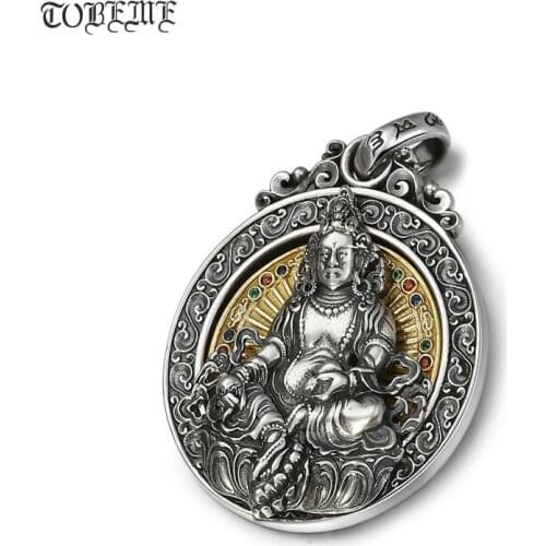 Real 925 Silver Tibetan Yellow Jambhala Buddha Pendant Sterling Silver Zambhala Wealth Buddha Pendant Yellow Fortune God Pendant