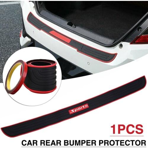 Mayitr 1pc Black Red Car Auto Rear Bumper Protector Plate Rubber Guard Trim Pad 90x7.2cm DIY Accessories Parts