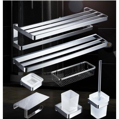 Modern sanitary hardware set chrome Finished Bathroom Accessories Products ,Towel Holder,Towel Bar towel ring set Free Shipping