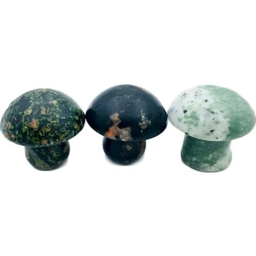 Natural Jade Stone Carved Crystal Mushroom Quartz Figurine Healing Crystal Feng Shui Aesthetic Room Decor Reiki Art Gift