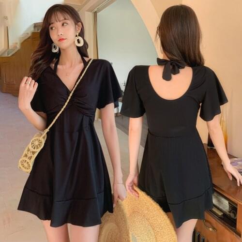 2021 New Women Swimwear Girl Korean Style One Piece Sets Strap Waist Skirt Swimming Bathing Suit Beach Wear Monokini