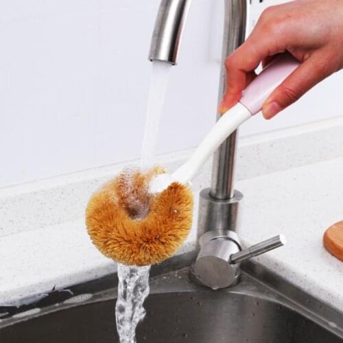NEW Kitchen Cleaning Brush Natural Coir Brush Long Handle Kitchen Helper Brush Oil Degreasing Dish Washing Cup Pot Brush