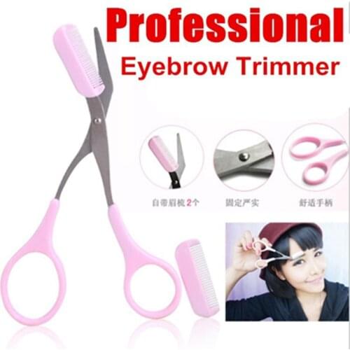 Stainless Steel Eyebrow Eyelash Thinning Shears Hair scissors Comb Eyebrow Trimmer Cutter Grooming Cosmetic maquiagem tool