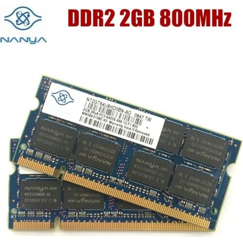 DDR2 2GB 2Rx8 PC2-6400S Laptoop RAM DDR2 2G 667MHz PC2 5300S Notebook 200pin Laptop Memory Nanya Chipset