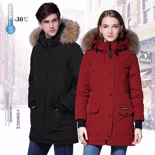 White Winter Lovers Duck Down Jacket Brand Thicken Coat Parka Medium Length Raccoon Fur Women Quality Down Coat
