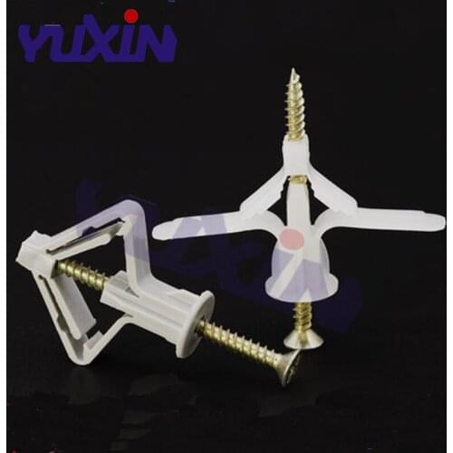 100/50Pcs Poly Toggle Plasterboard Anchor Plastic Expansion Tube Pipe Wall Anchors Plugs Expansion With Phillips Head Screw Kit