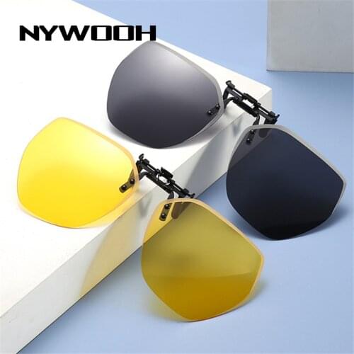 NYWOOH Polarized Sun Glasses Men Clip On Sunglasses Women Photochromic Day Night Driving Goggles Flip Up Clips Sunglass
