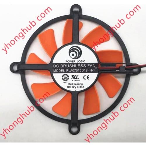 Power Logic PLA07015D12HH-1 DC 12V 0.30A 2-Wire Server Cooling Fan