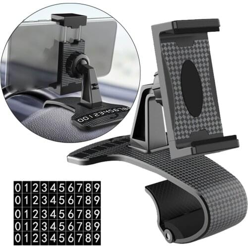 Solid Car Phone Holder with Stronger Vent Clip, Hands Free Rotatable Cellphone Mount Stand with Number Plate for Cars, Vehicles