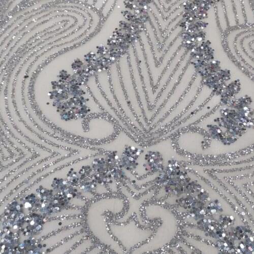 Silver/Champagne African Swiss Voile Sequins Lace Fabrics 2021 Nigerian Womens Wedding Party Dress Transparent Mesh Soft Tulle