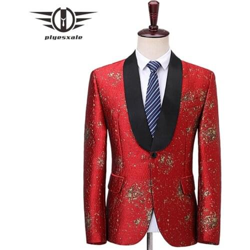 Shawl Lapel Mens Jacquard Blazer Jacket Sky Blue Red Royal Blue Wedding Groom Man Blazer Nightclub Blazers Stage Costume Q618