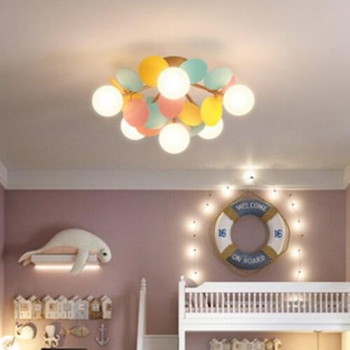 Nordic multicolor art tree led ceiling lamp creative lovely princess room lamp childrens bedroom ceiling lamp led lighting