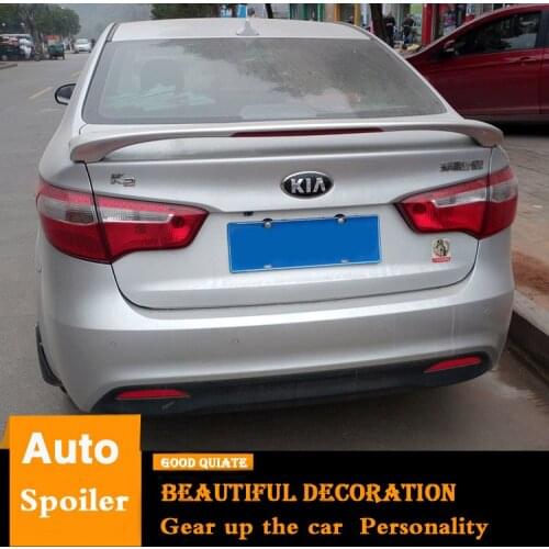 For Kia RIO K2 Spoiler 2011-2016 With brake lights Sport ABS Material Car Rear Wing Primer Color For 2013 K2 Trunk Rear Spoiler