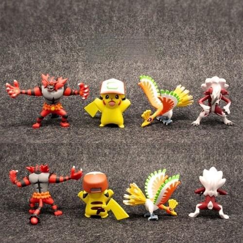 TAKARA TOMY Genuine Pokemon Lycanroc Incineroar Ho-Oh Pikachu Cute Action Figure Ornament Toys