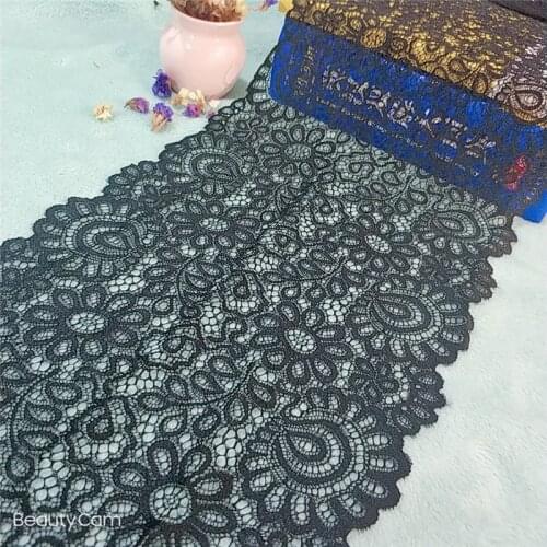 TD1461 21cm black elastic lace Fabric French hollow underwear stretch lace Trim DIY French hollow underwea