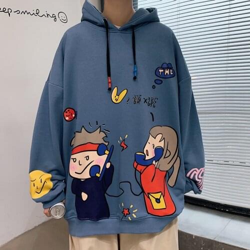 2021 new lightning print mens hoodie new loose long sweatshirt black casual all-match male music rock top streetwear pullover