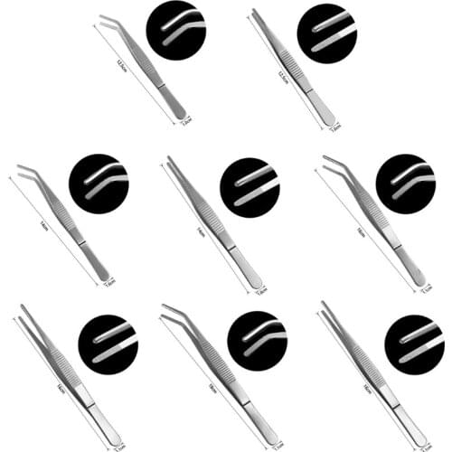 All-purpose Stainless Steel Tweezers Curved Forceps 12.5/14/16/18 cm Practical